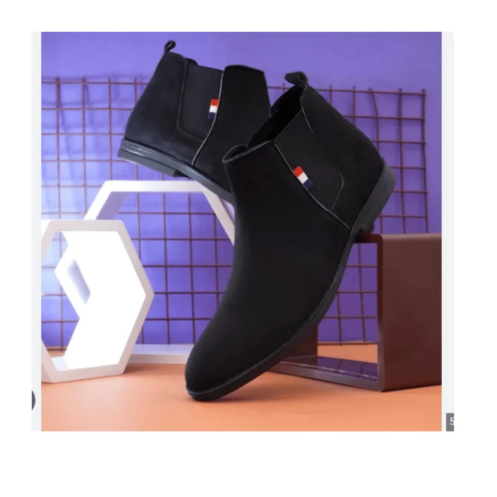 Synthetic VELVET Textured OFRI Black Chelsea Boots, Party Wear