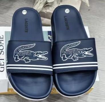 Lacoste Croco Synthetic Slides - Blue