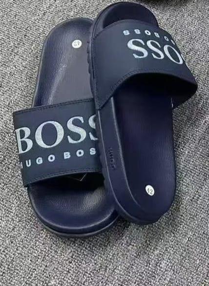 Hugo Boss Big Logo Slide Sandals - Blue