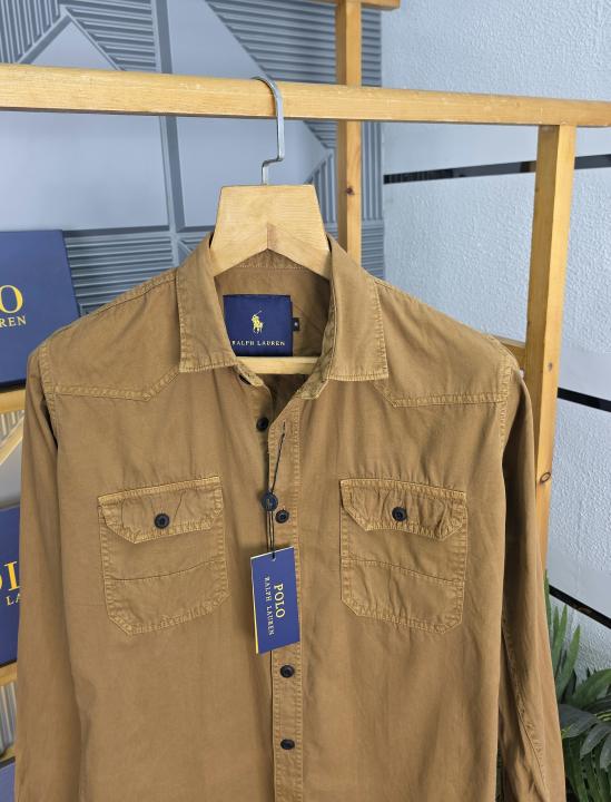 R L DENIM SHIRTS COFFEE - CF