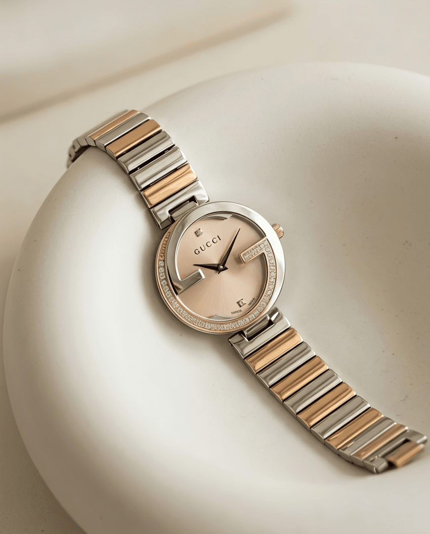 Gucci G-Timeless Inspired Women's Watch – Champagne Dial &amp; Rose Gold Edition