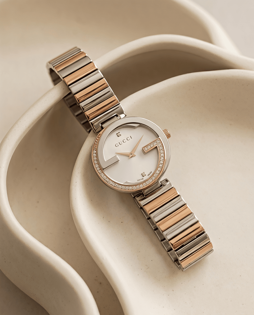 Gucci G-Timeless Inspired Women's Watch – White Dial &amp; Rose Gold Edition