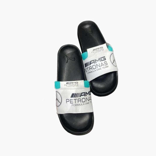 PUMA X MERCEDES -AMG PETRONES SLIDE WHITE AND BLUE (first copy)