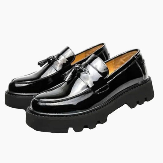 Black Patent Leather Platform Loafers
