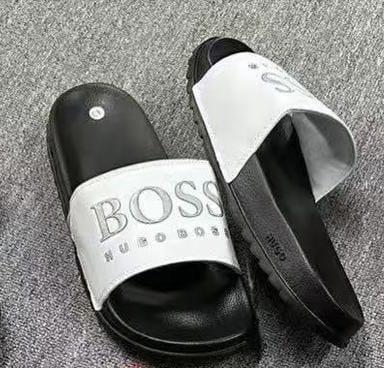 Hugo Boss Big Logo Slide Sandals - Black and White