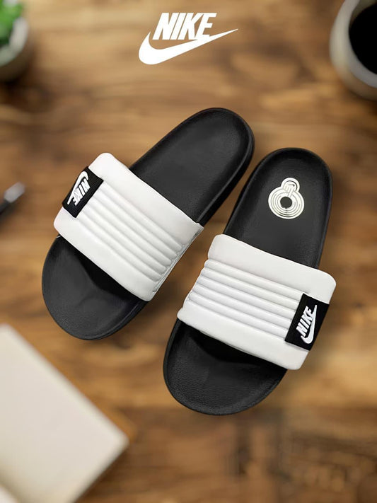 Offcourt Adjust Slide Sandal - White and Black (first copy)