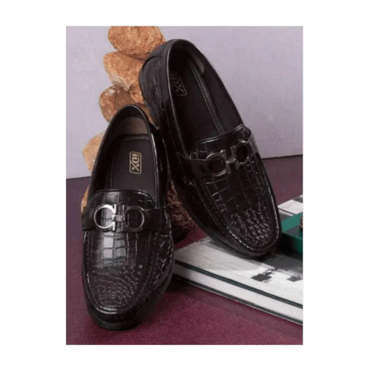 Black Croc-Texture Loafer