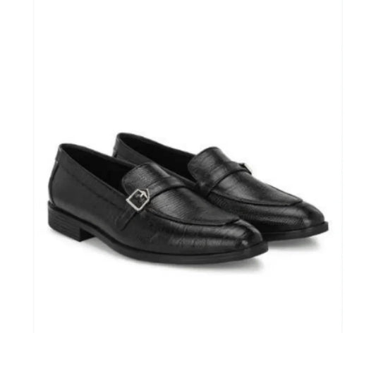 Black Textured Monk Loafer