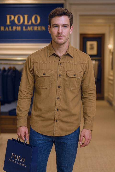 R L DENIM SHIRTS COFFEE - CF