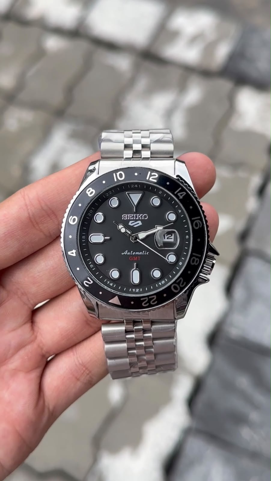 Seiko Style Black Dial GMT Watch – Premium Collection