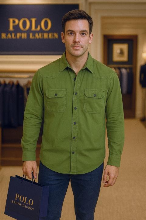 R L DENIM SHIRTS GREEN - GR