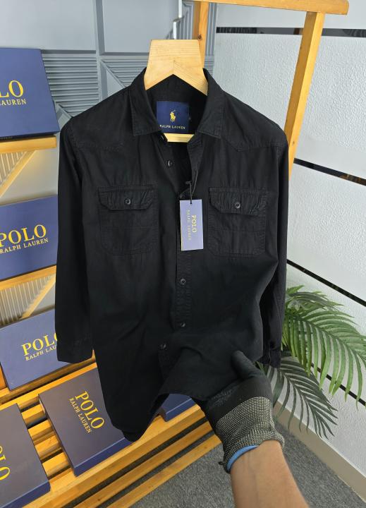 R L DENIM SHIRTS BLACK - BK