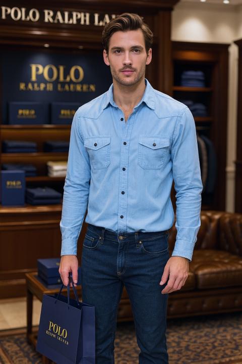 R L DENIM SHIRTS SKY -  SK