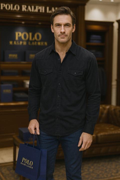 R L DENIM SHIRTS DGREY - DGY